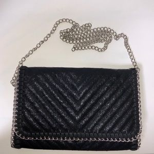 LIKE NEW Quilted Black Clutch with Chain